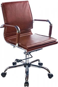 Кресло офисное Бюрократ Ch-993-Low низкая спинка коричневый искусственная кожа крестовина хром