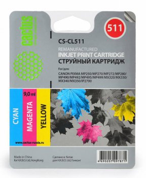 Картридж Cactus CS-CL511 многоцветный (12мл) для Canon MP240/MP250/MP260/MP270/MP480/MP490