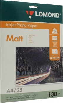 Бумага Lomond A4 130g/m2 матовая двухсторонняя 25 листов 102039