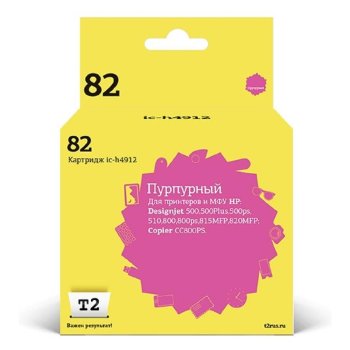 Картридж T2 ic-h4912 (№82) Magenta для hp DJ 500/510/800/815/820