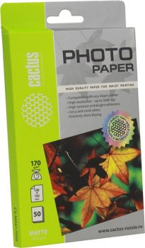 Бумага Cactus CS-MA617050 (10x15см, 50 листов, 170 г/м2) матовая