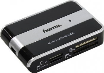 Картридер Hama H-49016 всех стандартов All in One USB 2.0 черный/серебристый