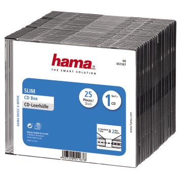 Коробка Hama H-51167 для 1 CD Slim 25 шт. прозрачный/черный