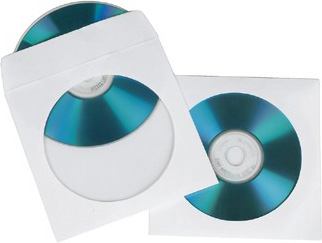 Конверты для оптических дисков Hama H-62672 для CD/DVD бумажные с прозрачным окошком 100 шт. белый