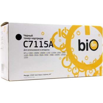 Картридж Bion C7115A для HP LaserJet 1000/1005/1200/1200N/1200SE/1220/1220SE/3300MFP/3320N MFP/3320MFP/3330MFP (2500 стр.), Черный, с чипом
