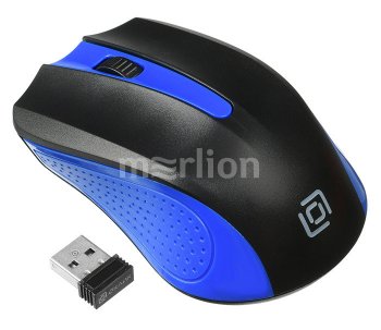 Мышь беспроводная OKLICK Wireless Optical Mouse <485MW> <Black&Blue> (RTL) USB 3btn+Roll <997826>