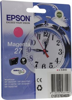 Картридж Epson 27 <C13T27034020> Magenta для WorkForce WF-3620/3640/7110/7610/7620