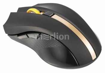 Мышь беспроводная OKLICK Wireless Optical Mouse <495MW> <Black&Gold> (RTL) USB 4btn+Roll <998168>