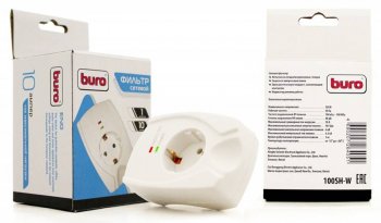 Сетевой фильтр Buro 100SH-W (1 розетка) белый