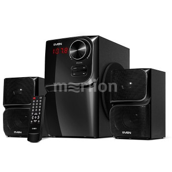 Колонки SVEN MS-305 Black (2x10W+Subwoofer 20W, дерево, SD, USB, FM, ПДУ)