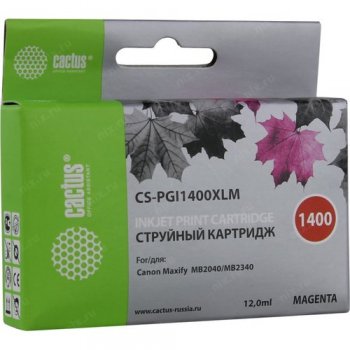 Картридж Cactus CS-PGI1400XLM пурпурный (12мл) для Canon MB2050/MB2350/MB2040/MB2340