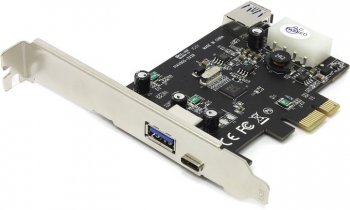 Контроллер STLab U-1330 (RTL) PCI-Ex1, USB3.0, 1 port-ext, 1 type-C port-ext