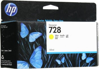 Картридж HP F9J65A ( 728) для DesignJet T730, T830. Жёлтый. 130 мл.