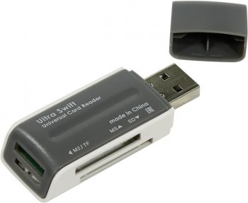 Картридер Defender Ultra Swift <83260> USB2.0 MMC/RSMMC/SDHC/microSDHC/MS(/PRO/Duo/M2) Card Reader/Writer