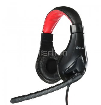 Наушники с микрофоном OKLICK HS-L100 <Black-Red> (шнур 2м, с регулятором громкости) <359485>