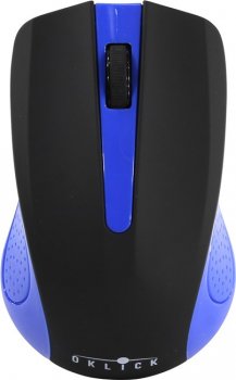 Мышь беспроводная Oklick 485MW+ черный/синий оптическая (1200dpi) USB (2but)