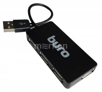 Концентратор USB 2.0 Buro BU-HUB4-U2.0-Slim 4порт. черный