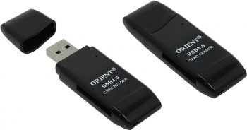 Картридер ORIENT CR-017B, USB 3.0 мини картридер SDXC/SD 3.0 UHS-1/SDHC/microSD/T-Flash, черный