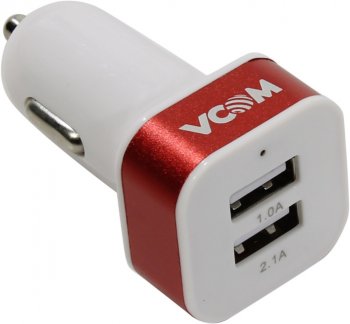 Автомобильный адаптер питания VCOM <CA-DC604> USB (Вх. DC12-24V, Вых. DC5V, 10.5W, 2xUSB)