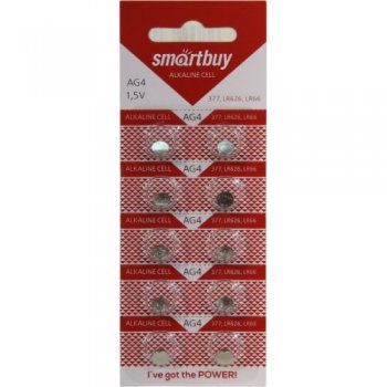 Батарейка Smartbuy SBBB-AG4-10B (LR66, 1.5V) , щелочной (alkaline) <уп. 10 шт>