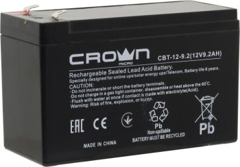 Аккумулятор для ИБП CROWN CBT-12-9.2 (12V, 9.2Ah)