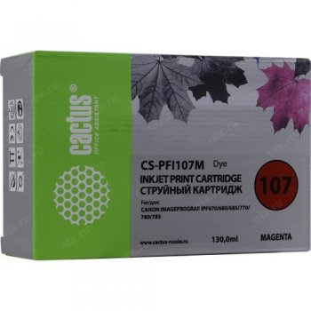 Картридж Cactus CS-PFI107M пурпурный (130мл) для Canon IP iPF670/iPF680/iPF685/iPF770/iPF780/iPF785/