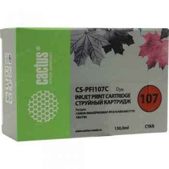 Картридж Cactus CS-PFI107C синий (130мл) для Canon IP iPF670/iPF680/iPF685/iPF770/iPF780/iPF785/