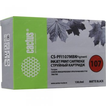 Картридж Cactus CS-PFI107MBK черный матовый (130мл) для Canon IP iPF670/iPF680/iPF685/iPF770/iPF780/iPF785