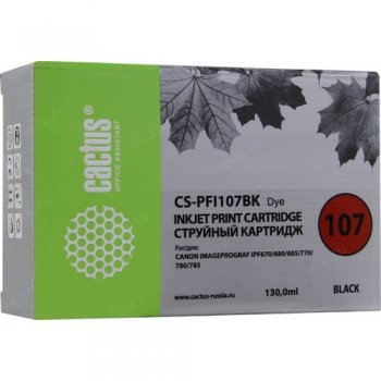 Картридж Cactus CS-PFI107BK черный (130мл) для Canon IP iPF670/iPF680/iPF685/iPF770/iPF780/iPF785/
