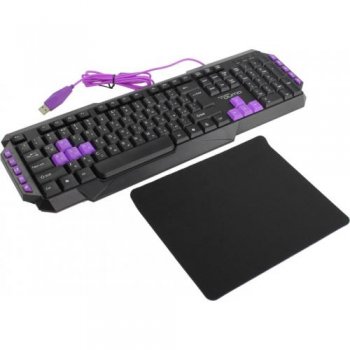 Клавиатура Qumo Desert Eagle Pro, проводная, 104 +10 клавиш, выделенные блоки WASD и стрелки, кабель в оплетке с фильтром и golden USB