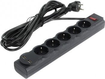 Сетевой фильтр Defender DFS 755 <5м> (5 розеток, 2xUSB) <99755>
