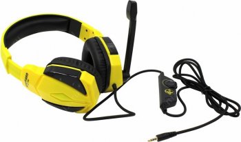 Наушники с микрофоном JETACCESS <GHP-100 Black-Yellow> (шнур 2.2м, с регулятором громкости)