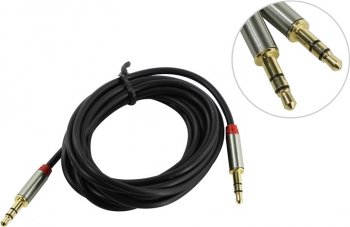 Кабель (аудио) соединительный mini Jack-mini Jack JA-AC01 2 м чёрный (PVC, 3 pin/3.5 мм, металлический разъём, коннекторы с покрытием золотом)