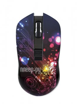 Мышь беспроводная Qumo Fractal M25 черный, 1600 dpi, радиоканал, USB, кнопки - 4