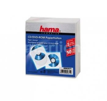 Конверты для оптических дисков Hama на 1CD/DVD H-62671 белый (упак.:50шт)