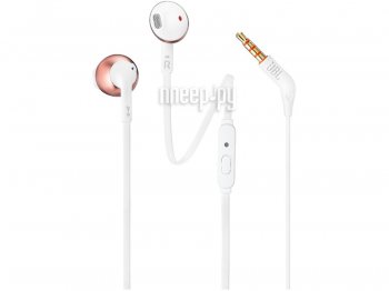 Наушники с микрофоном JBL T205 1.2м розовое золото проводные в ушной раковине (JBLT205RGD)