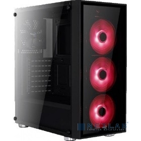 Корпус Aerocool Quartz Red , ATX, без БП, закаленное стекло спереди и сбоку, 3x 12см LED (красный), 1х 12см (черный) в комплекте, 1xUSB 3.0, 2xUSB 2.0