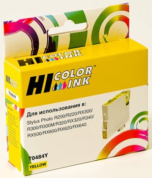 Картридж Hi-Black (HB-T0484) для Epson Stylus Photo R200/R300/RX500/RX600, Y (аналог T0484Y)