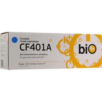 Картридж Bion BCR-CF401A для HP Color LaserJet Pro M252n/M252dn/MFP277dw/277n (1400 стр.), Голубой, с чипом