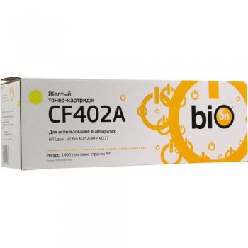 Картридж Bion BCR-CF402A для HPColor LaserJet Pro M252n/M252dn/MFP277dw/277n(1400 стр.), Желтый, с чипом