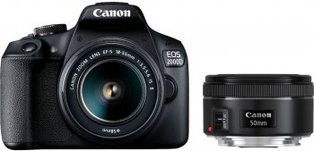 Цифровой зеркальный фотоаппарат Canon EOS 2000D KIT черный 24.1Mpix 18-55mm f/3.5-5.6 IS II 3" 1080p Full HD SDXC Li-ion (с объективом)