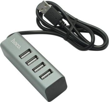 USB-разветвитель HOCO HB1 4xUSB Line Machine Grey