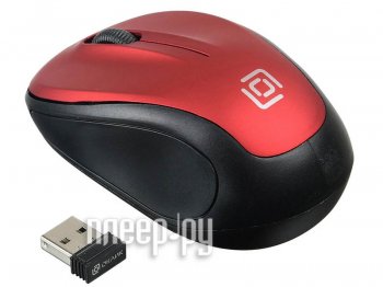 Мышь беспроводная Оклик 665MW черный/красный оптическая (1600dpi) USB для ноутбука (3but)