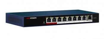 Коммутатор HIKVISION <DS-3E0109P-E/M(B)> 8 port (8UTP 100Mbps PoE, 1WAN, 1Uplink)