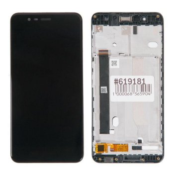 *Дисплей в сборе с тачскрином и передней панелью для Asus для ZenFone 3 Max ZC520TL черный б/у, с разбора, царапины