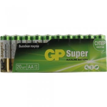 Батарейка GP Super 15A-2CRVS20/15AA21-2CRSWC20 (LR6) Size AA, 1.5V, щелочной (alkaline) <уп. 20шт>