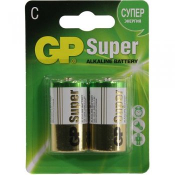 Батарейка GP Ultra/Super 14A(U)-2/ (LR14) Size "C", 1.5V, щелочной (alkaline) <уп.2 шт>