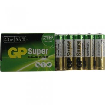 Батарейка GP Super 15A-2CRVS40/15A-B40 (LR6) Size AA, 1.5V, щелочной (alkaline) <уп. 40шт>