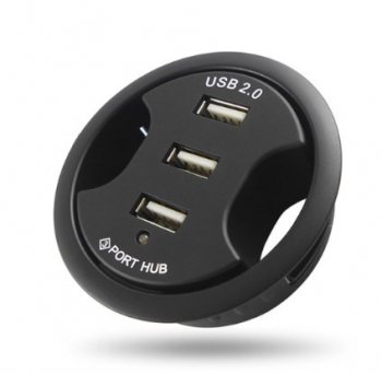 USB концентратор USB 2.0 3 Port для кабельного канала в столе d 60 мм
