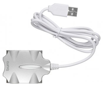 Концентратор USB 2.0 Buro BU-HUB4-0.5-U2.0-Candy 4порт. серебристый